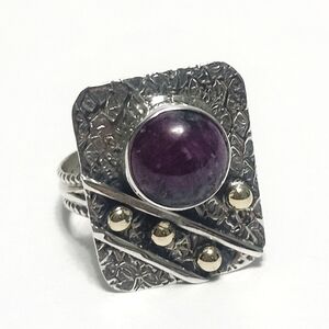 Zoisite Sterling Silver Two Tone Unique Ring size 7
